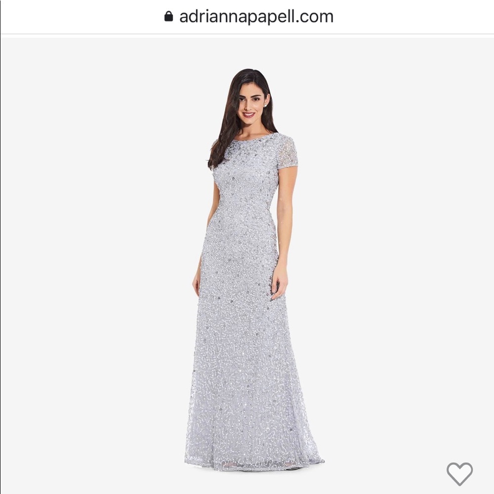 NWT Adrianna Papell SCOOP BACK SEQUIN GOWN